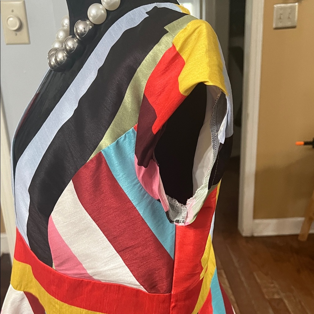 Multicolor Striped V-Neck Dress - Picture 5 of 15
